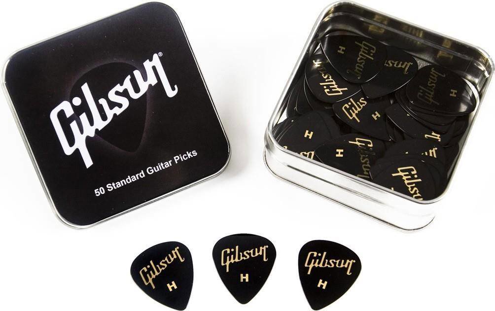 Gibson APRGG50-74H Standard Style Heavy Guitar Picks, Metal Tin, 50 Pack