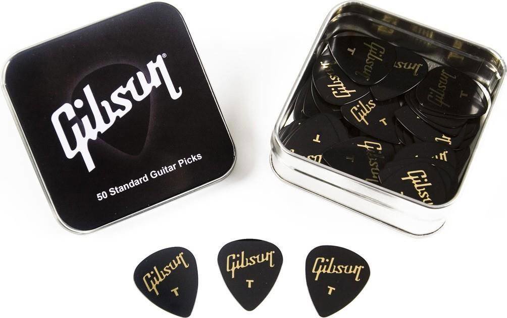 Gibson APRGG50-74T Standard Style Thin Guitar Picks, Metal Tin, 50 Pack