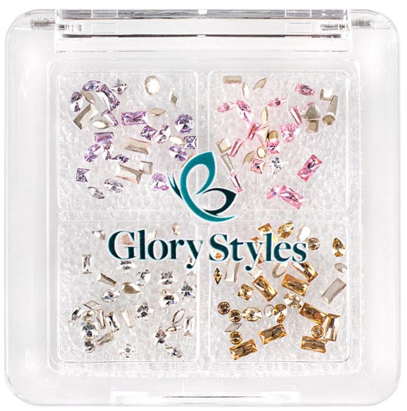 GloryStyles Sada mini kamínků na nehty - 4 barvy