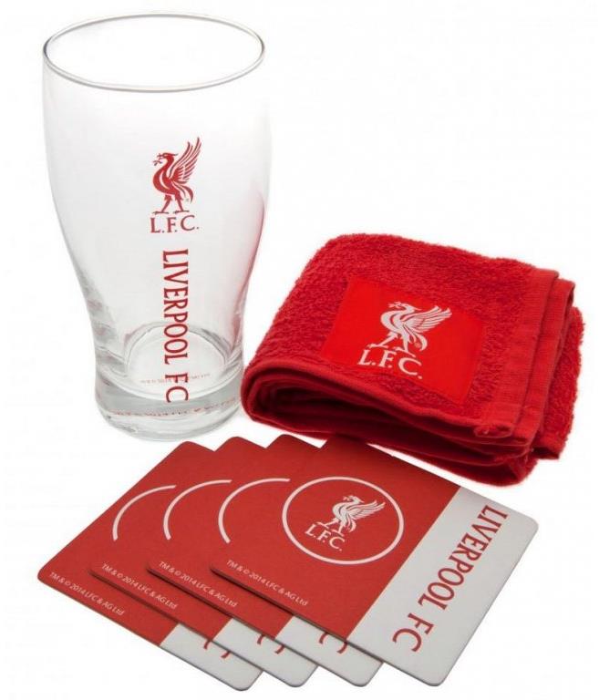 Liverpool FC: Wordmark - sklenice s podtácky a ručníkem