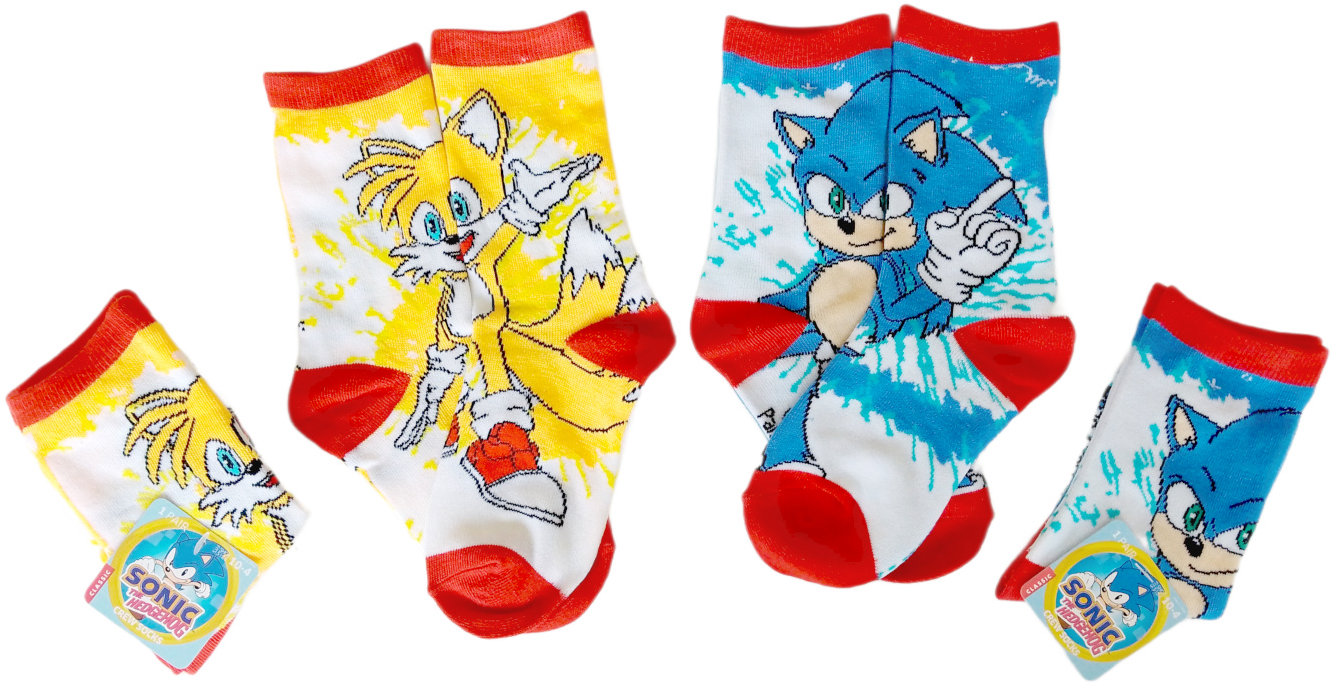 Ježek Sonic a Liška Tails - dětské ponožky 5-8 let 4 páry