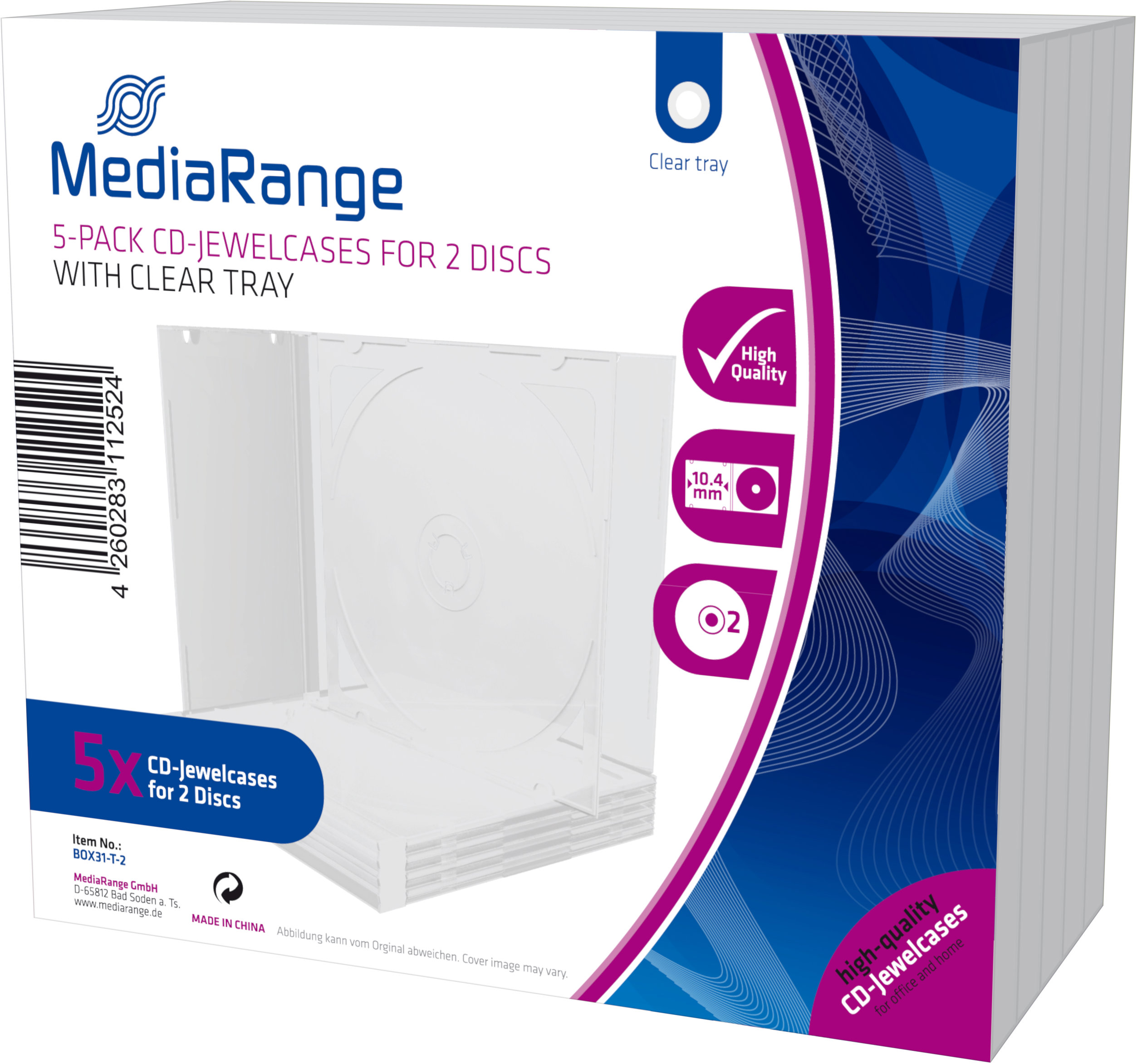 MEDIARANGE 2 CD 10.4 mm čirý - 5ks/bal