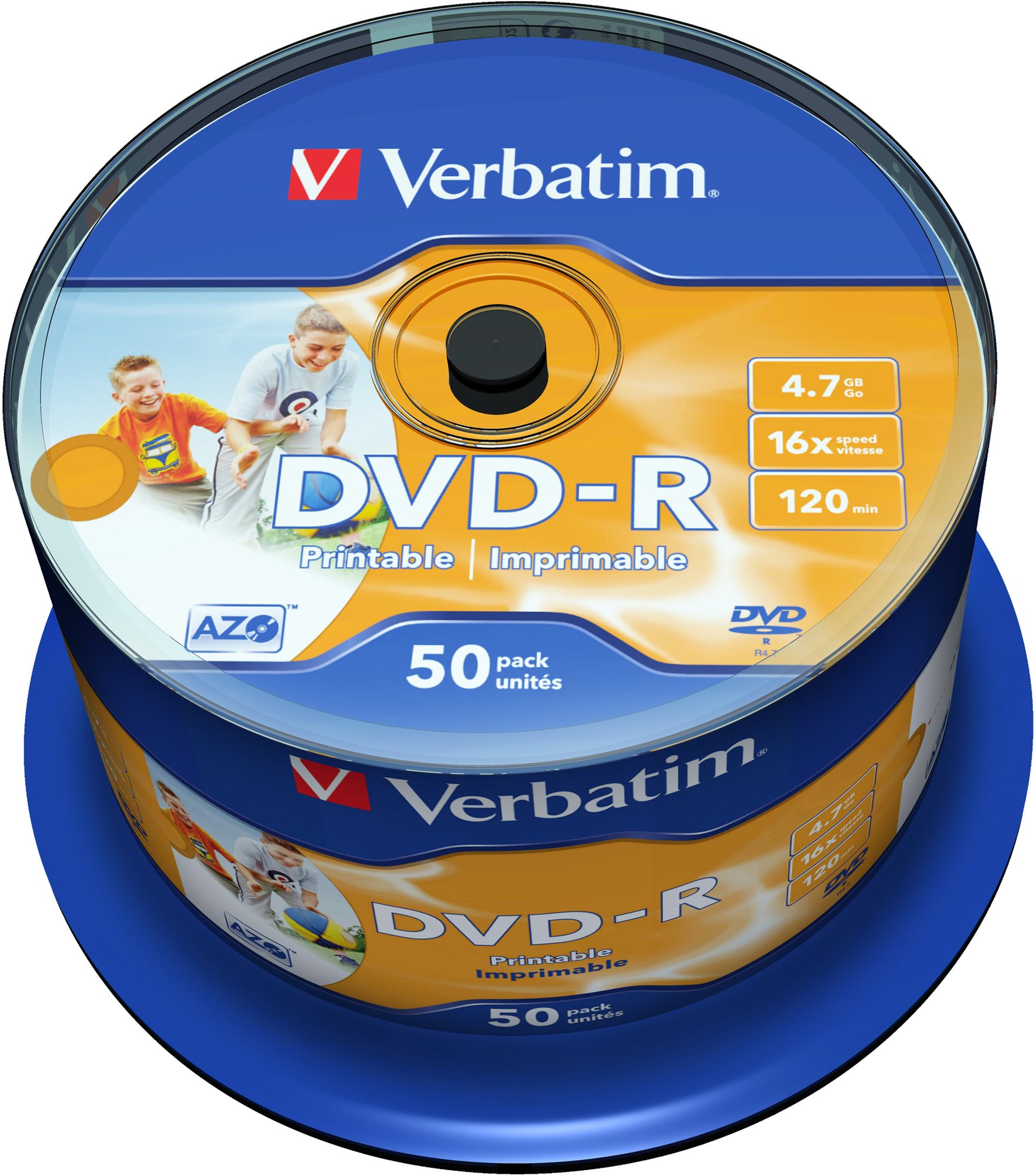 VERBATIM DVD-R AZO 4,7GB, 16x, printable, spindle 50 ks