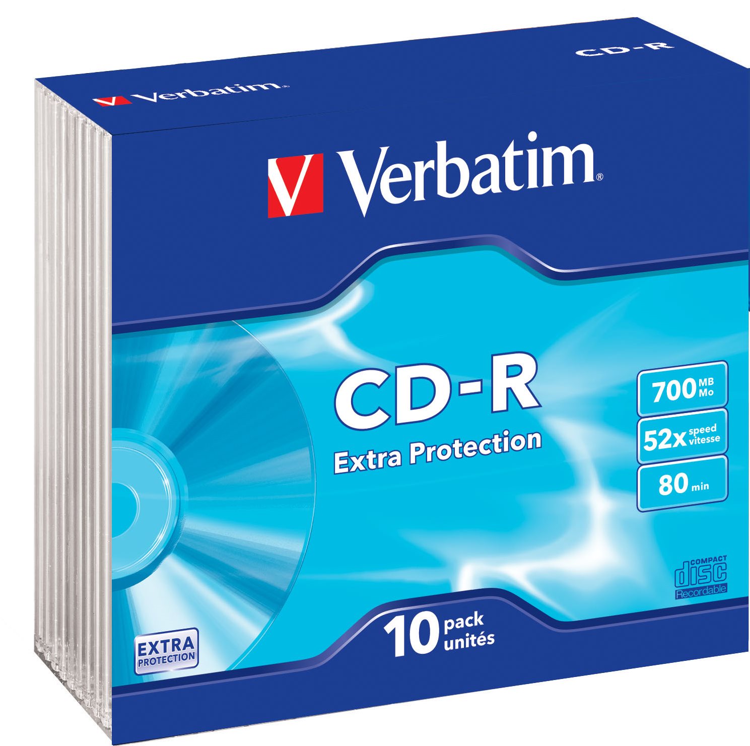 VERBATIM CD-R 700MB, 52x, slim case 10 ks