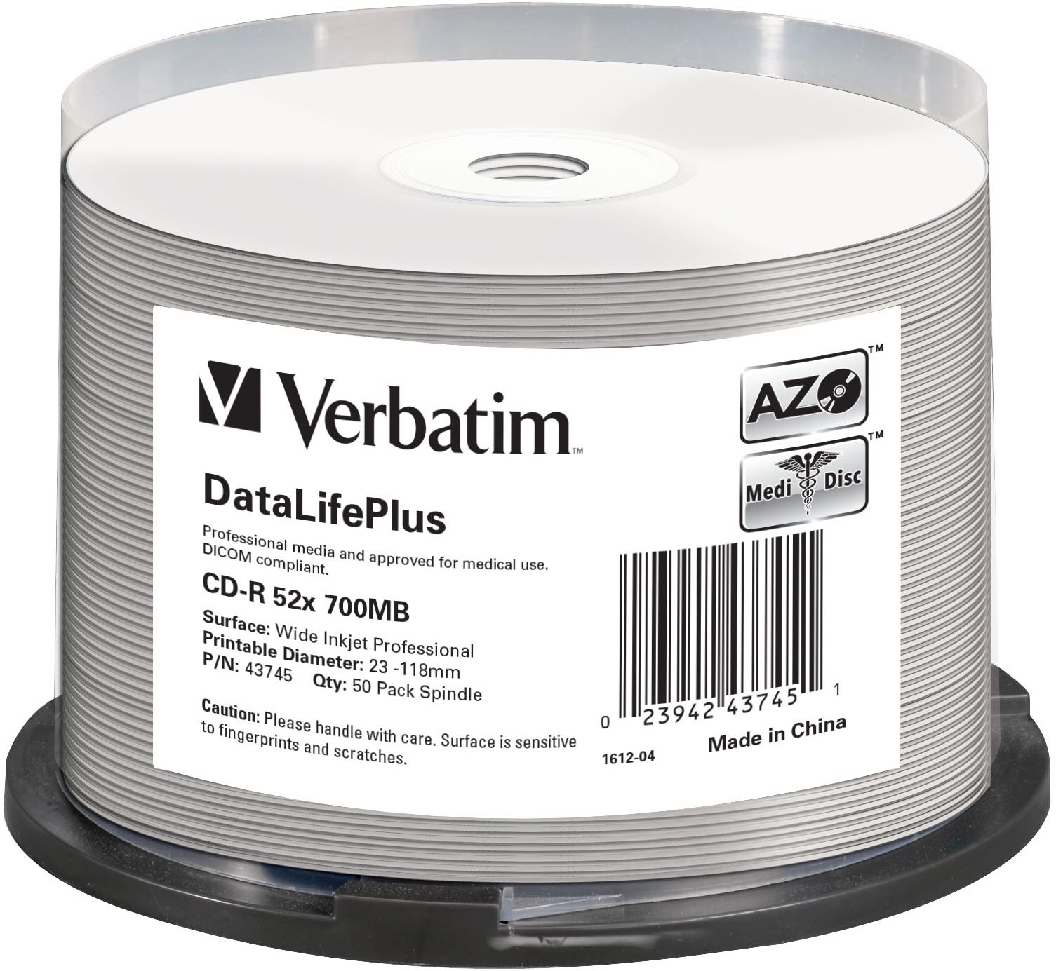 VERBATIM CD-R DataLifePlus 700MB, 52x, white printable, spindle 50 ks