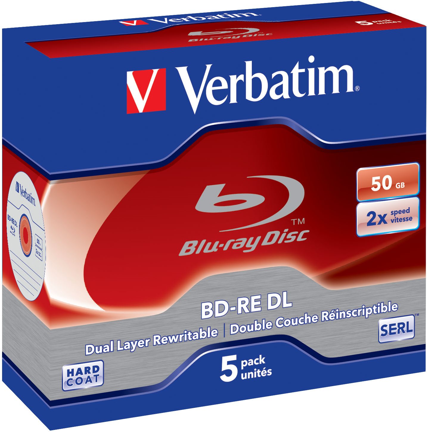 VERBATIM BD-RE DL 50GB, 2x, jewel case 5 ks