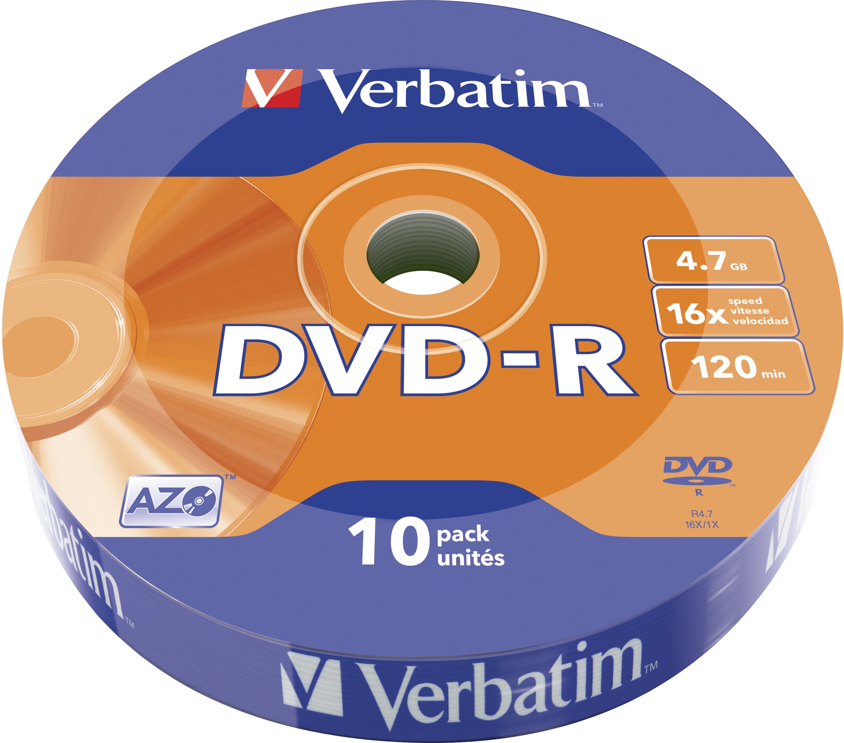 VERBATIM DVD-R AZO 4,7GB, 16x, wrap 10 ks