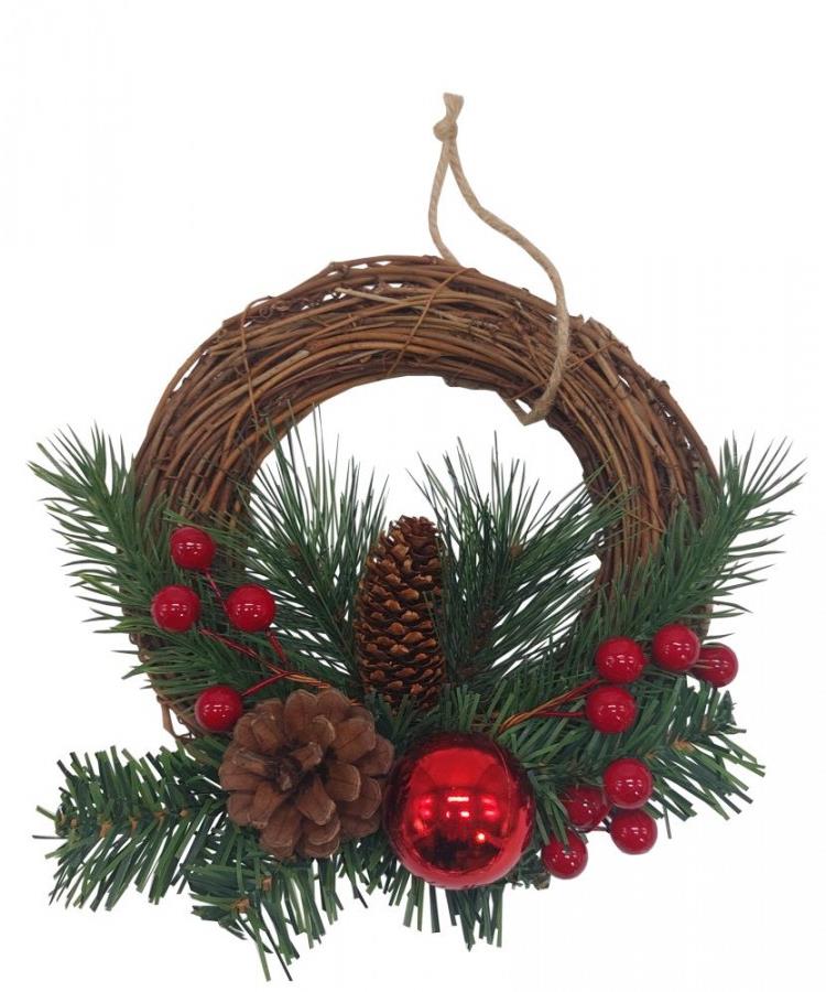 GOBA Vánoční věnec - proutěný, na dveře, 20 cm