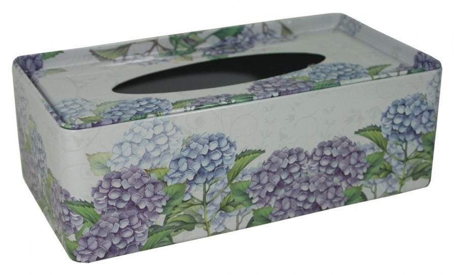 Plechová krabička na tissue Hortenzie