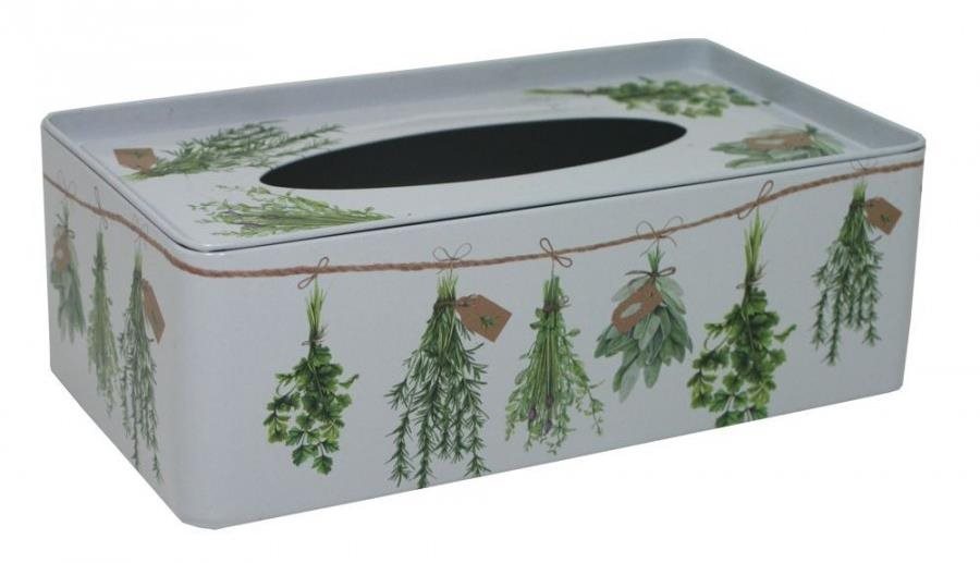 Plechová krabička na tissue Bylinky New