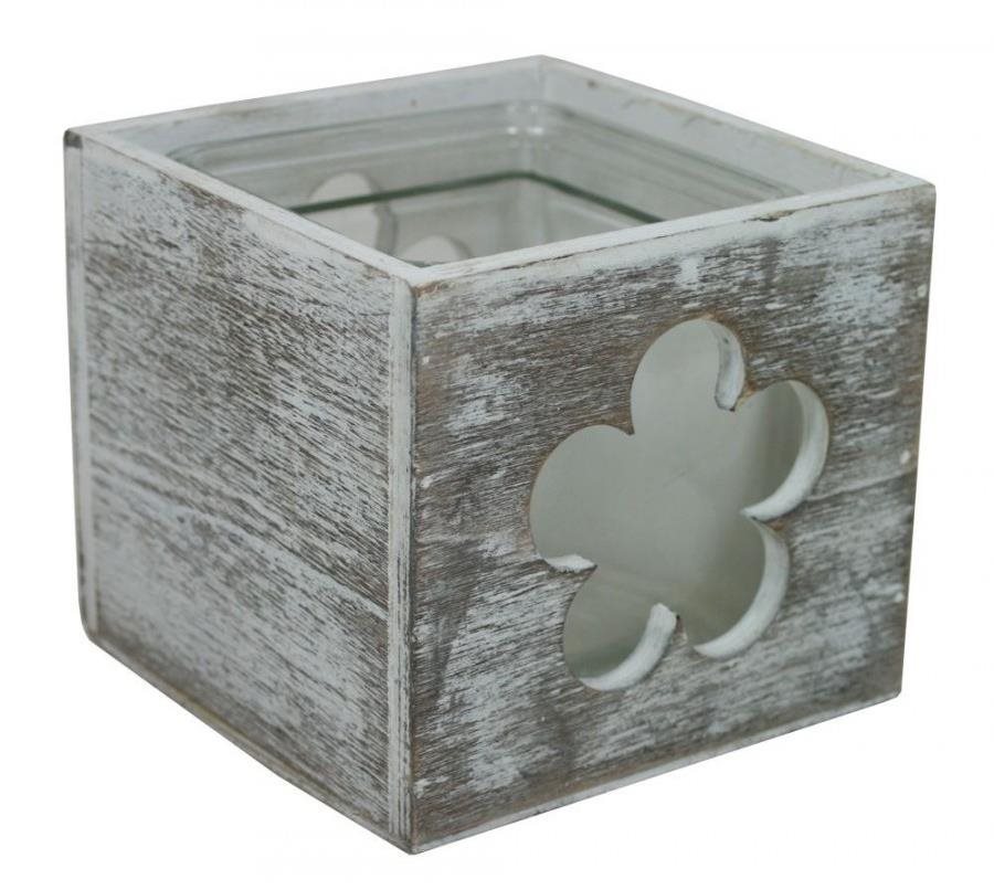 GOBA kytka patina dřevo-sklo 12 × 12 cm