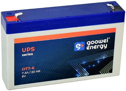 GOOWEI ENERGY Bezúdržbový olověný akumulátor AGM OT7-6 F1, 6V, 7Ah
