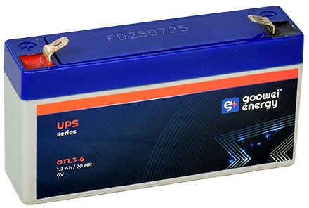 GOOWEI ENERGY Bezúdržbový olověný akumulátor AGM OT1.3-6 F1, 6V, 1.3Ah
