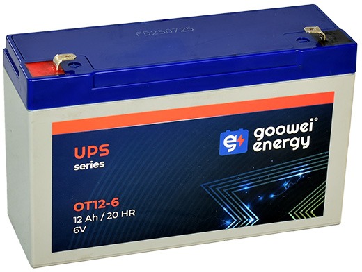 GOOWEI ENERGY Bezúdržbový olověný akumulátor AGM OT12-6 F1, 6V, 12Ah