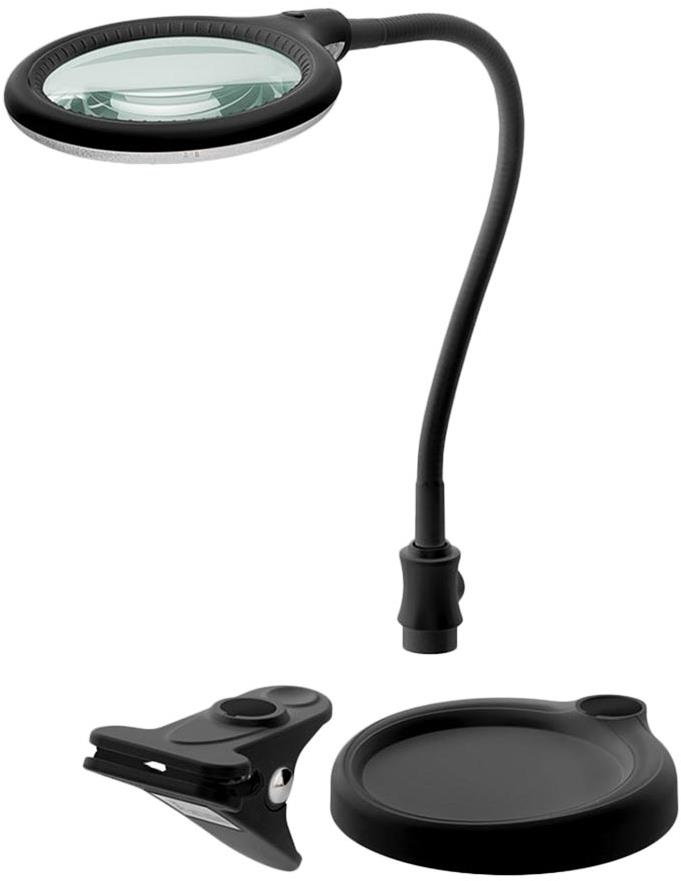 Goobay Stolní lampa s lupou, černá, LED osvětlení