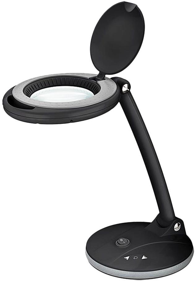 Goobay Stolní lampa s lupou, 100 mm, 3 dioprie, stmívatelné LED osvětlení 6 W, stojánek, černá