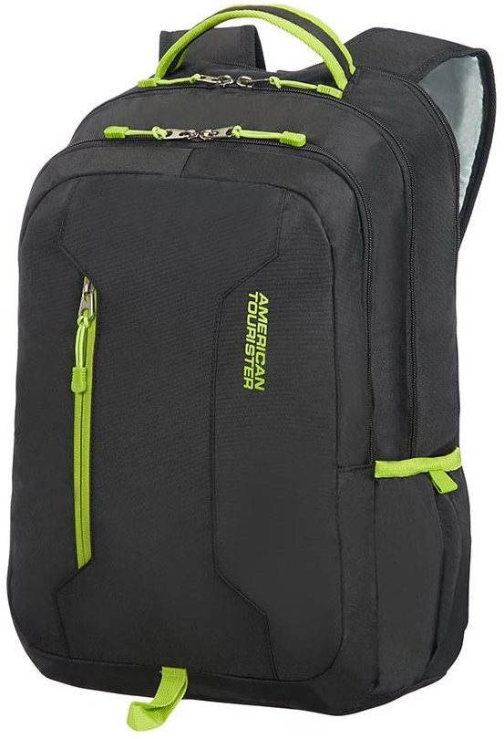 Batoh American Tourister URBAN GROOVE UG4 pro 15.6" notebooky v černé a limetkové barvě.