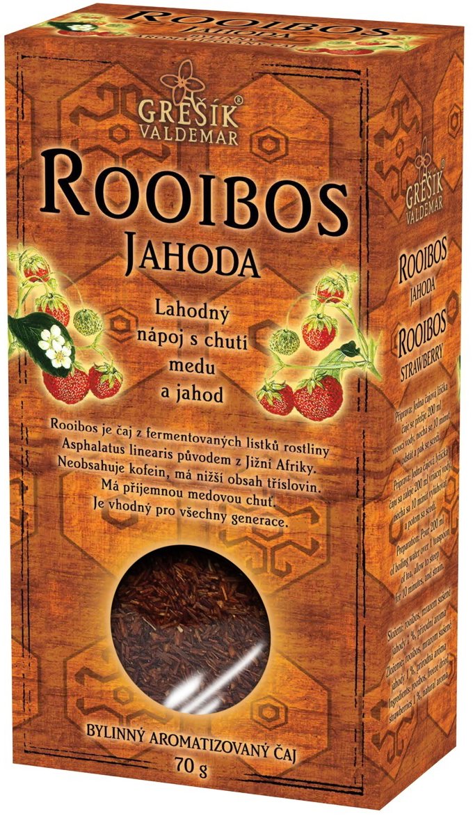 Grešík Valdemar Rooibos jahoda XXL balení 1 kg, Grešík Čaje 4 světadílů