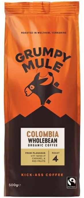 Grumpy Mule BIO Colombia SCA 84+, zrnková, Arabica, 500g