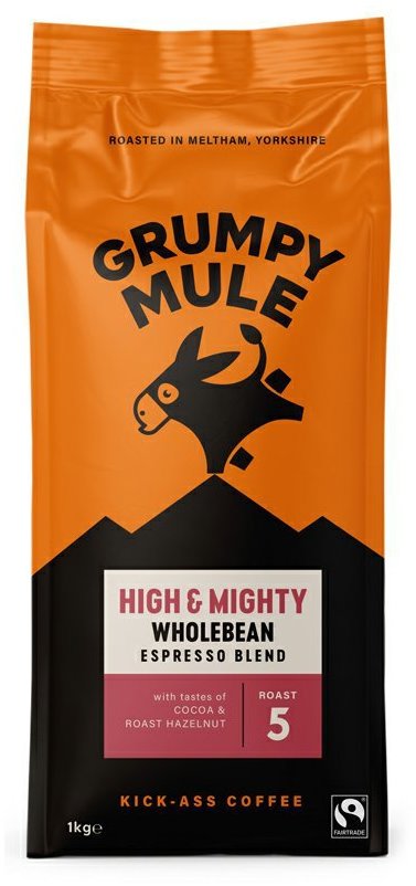 Grumpy Mule High & Mighty Espresso Blend SCA 82+, zrnková, Arabica, 1000g