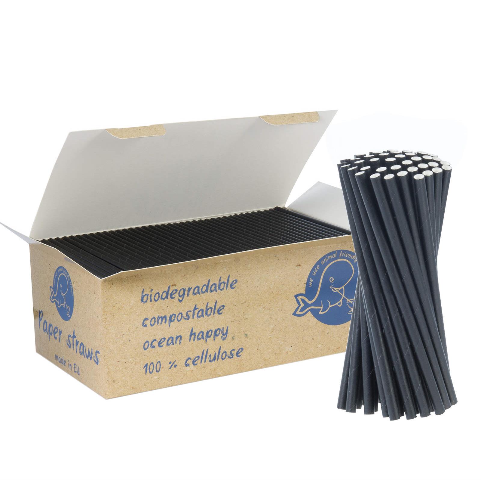 GSG24 BIO ekologická papírová brčka 6 / 150 mm, černá, 650 ks