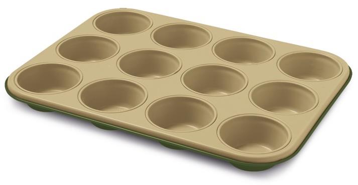 Guardini Plech na 12 muffinů 27 × 35 × 3 cm, zlatá a zelená