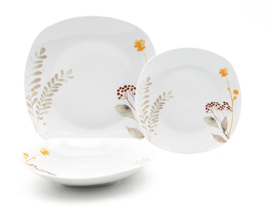 HOME ELEMENTS Porcelánová sada talířů, 18 kusů, Jeřabiny