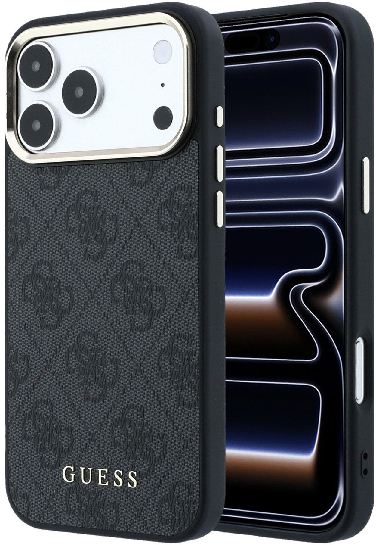 Guess PU Leather 4G Gold Frame MagSafe Zadní Kryt pro iPhone 18 Pro Max Black