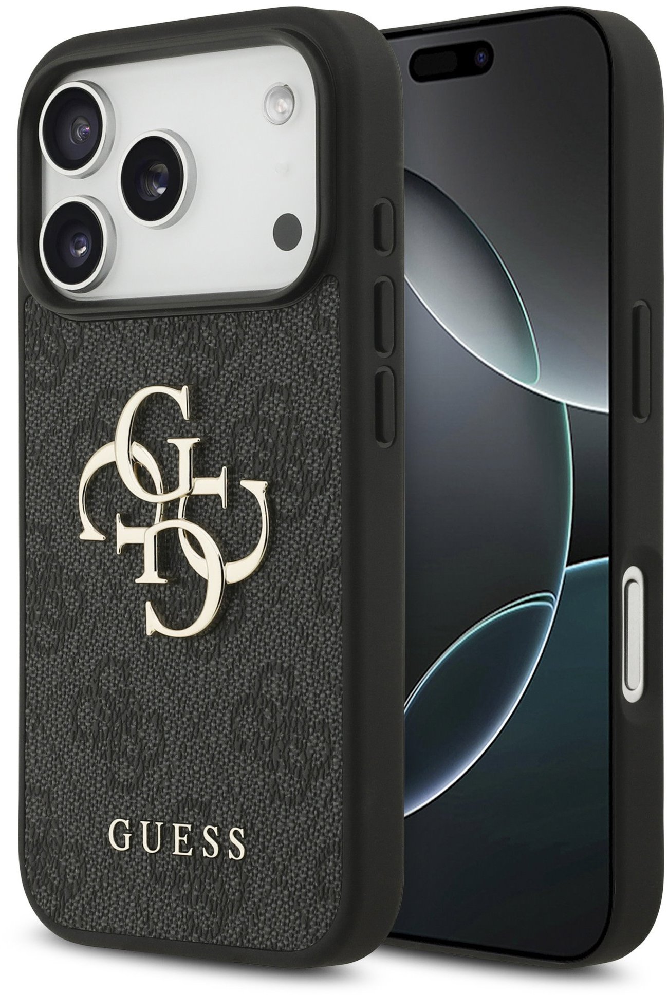 Guess PU 4G Metal Logo Zadní Kryt pro iPhone 18 Pro Grey