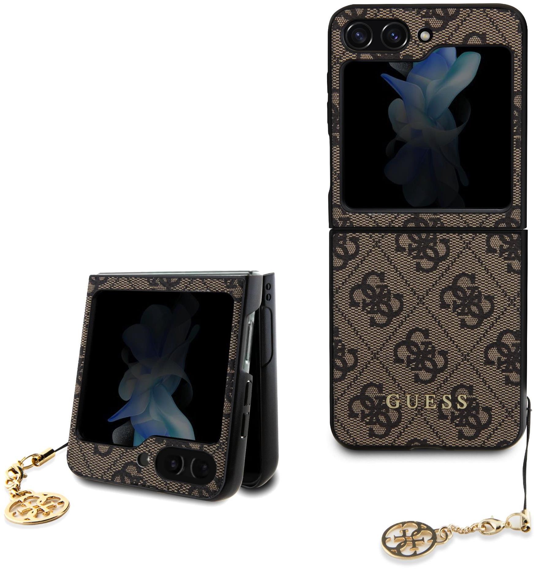 Guess 4G Charms Zadní Kryt pro Samsung Galaxy Z Flip 5 Brown