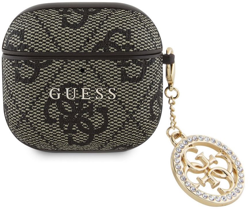 Guess 4G Script PC/PU Charm Pouzdro pro AirPods 4 Brown