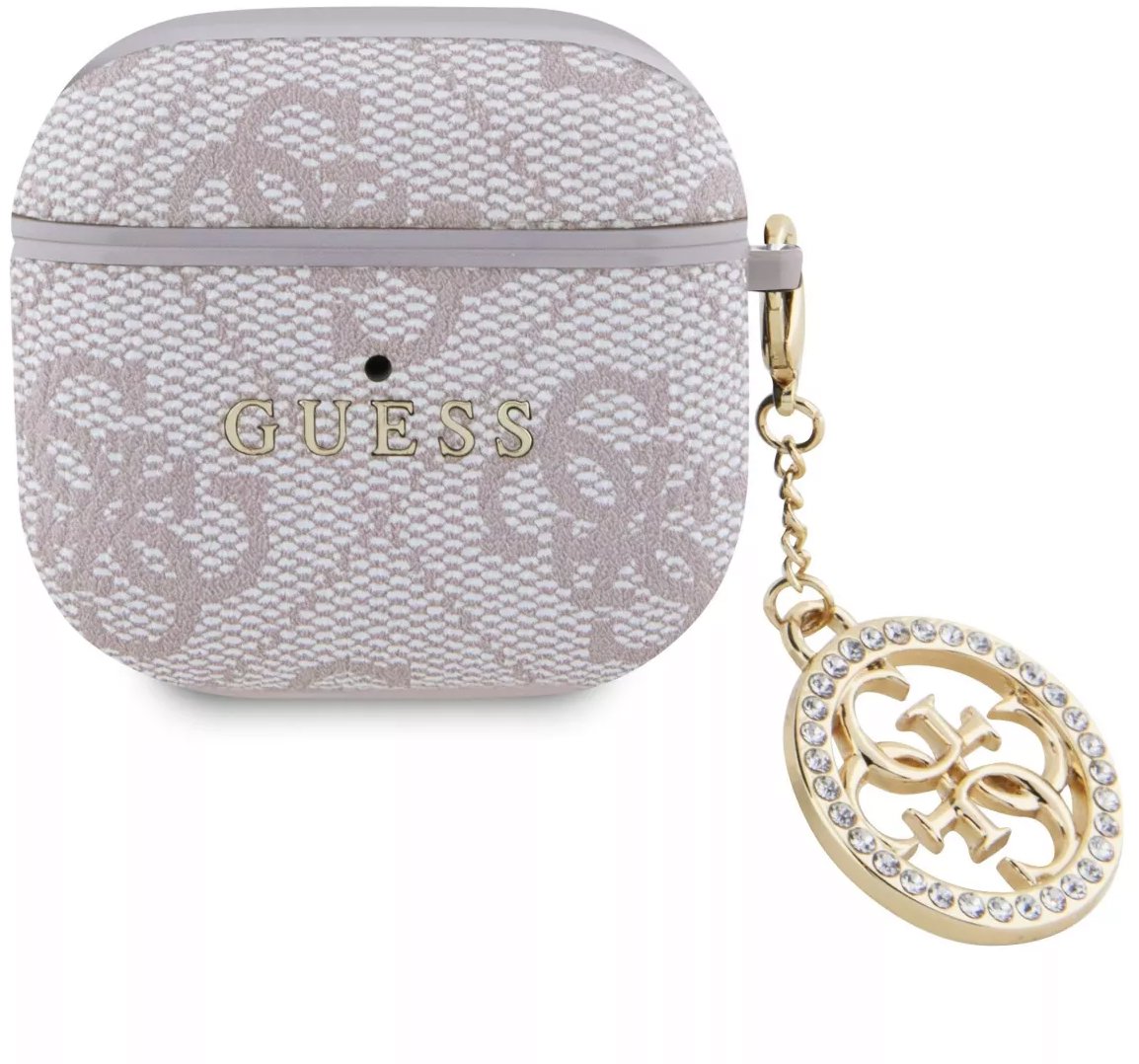 Guess 4G Script PC/PU Charm Pouzdro pro AirPods 4 Pink