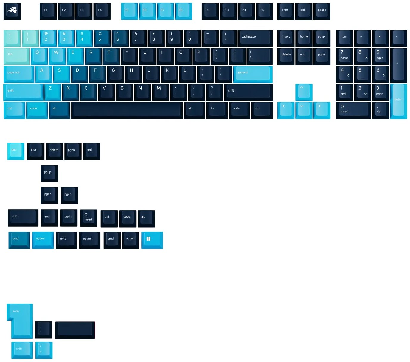Glorious Gaming GPBT Keycaps Celestial Ice - US Layout