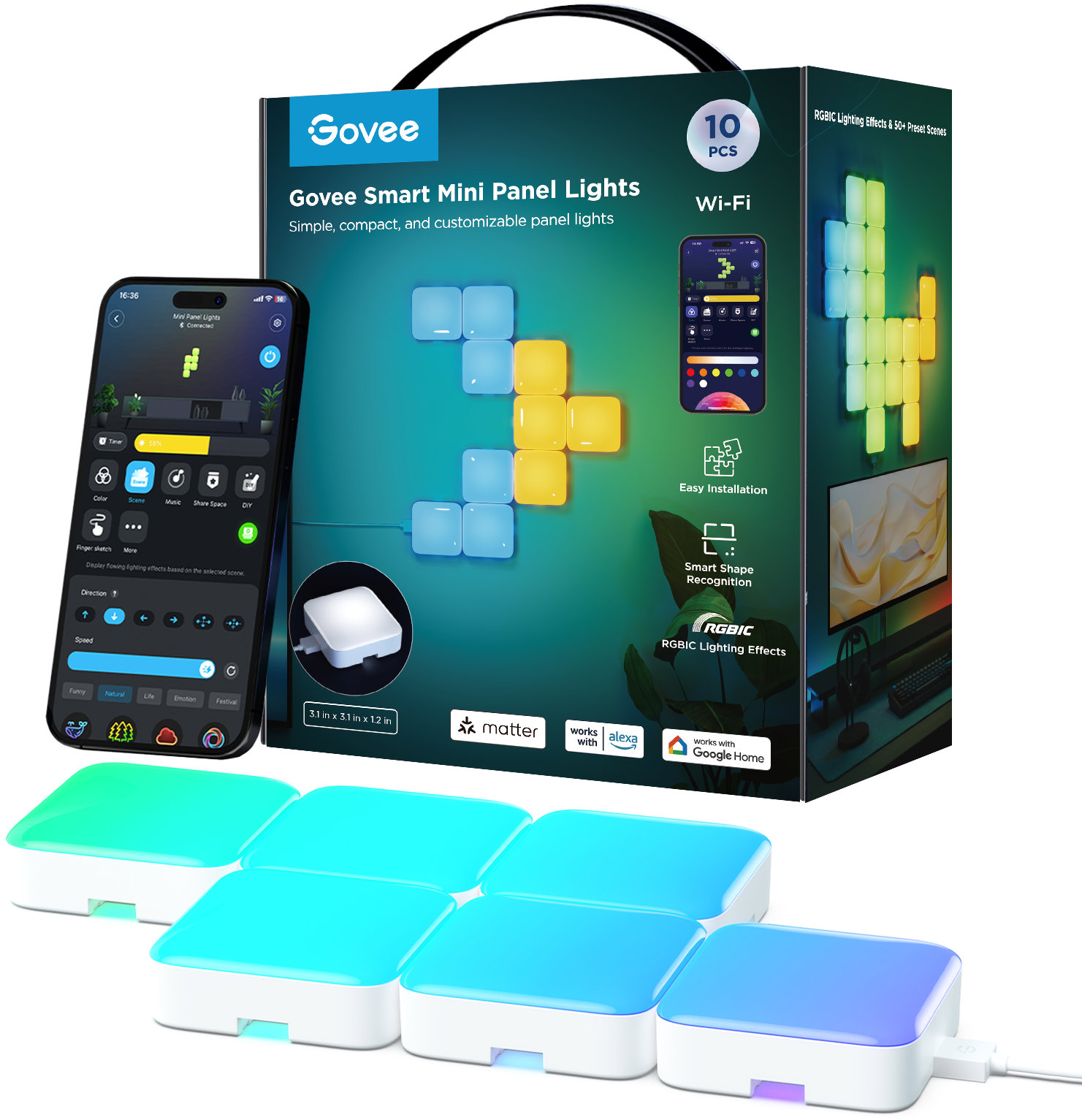 Govee Smart mini RGBIC panely - rozšíření 6ks