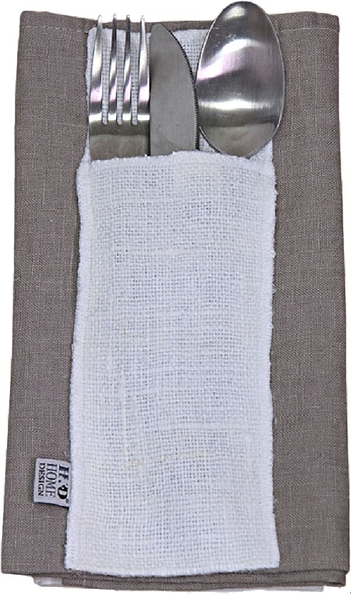 H&D Pouzdro na příbory, 8,5x24 cm, len, bílá