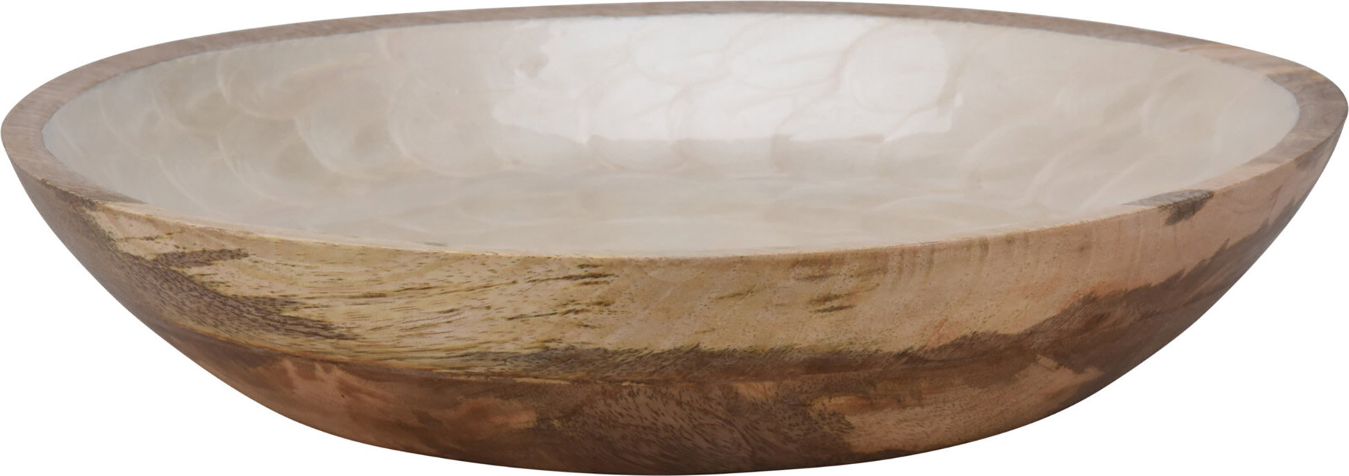 H&L Mísa z mangového dřeva s perleťovým smaltováním, krémová, 30 × 6,8 cm