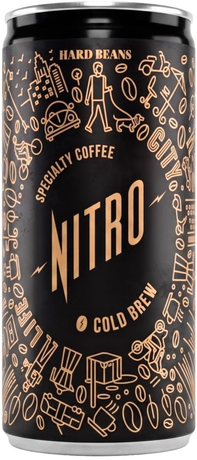 Hard Beans Nitro Cold Brew Colombia: Výběrová káva s dusíkem 200 ml, bez cukru