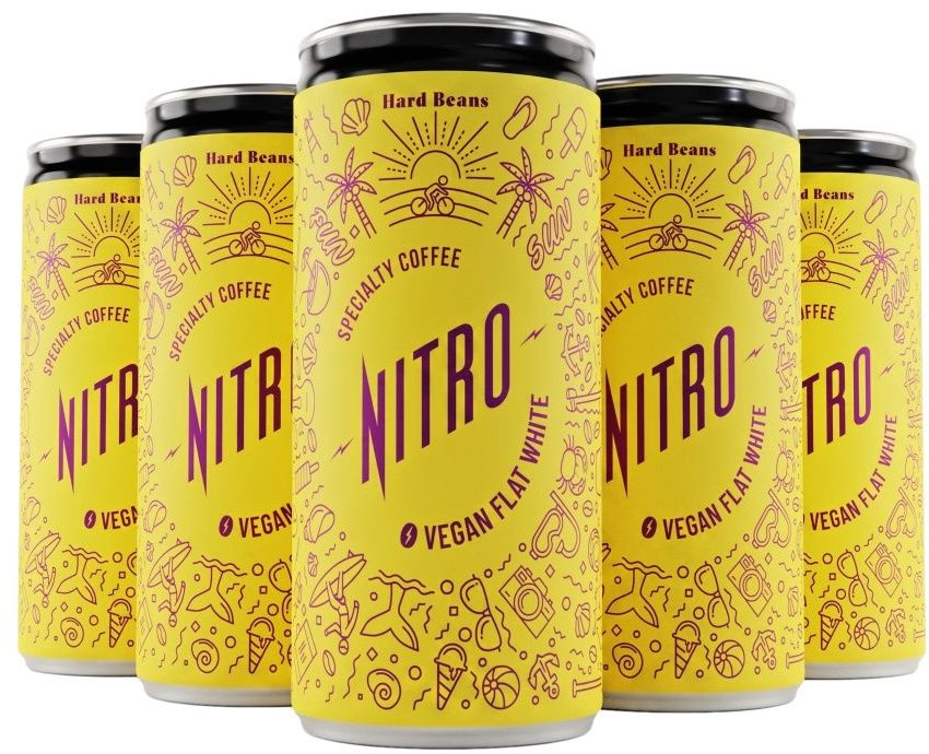 Hard Beans Nitro Flat White: Káva s ovesným mlékem a dusíkem 5 × 200 ml