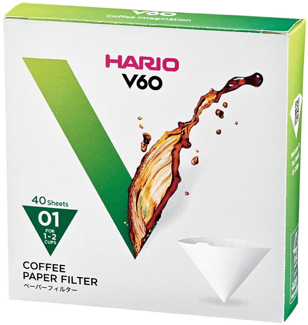 Hario papírové filtry V60-01 (VCF-01-04W), bílé, 40ks