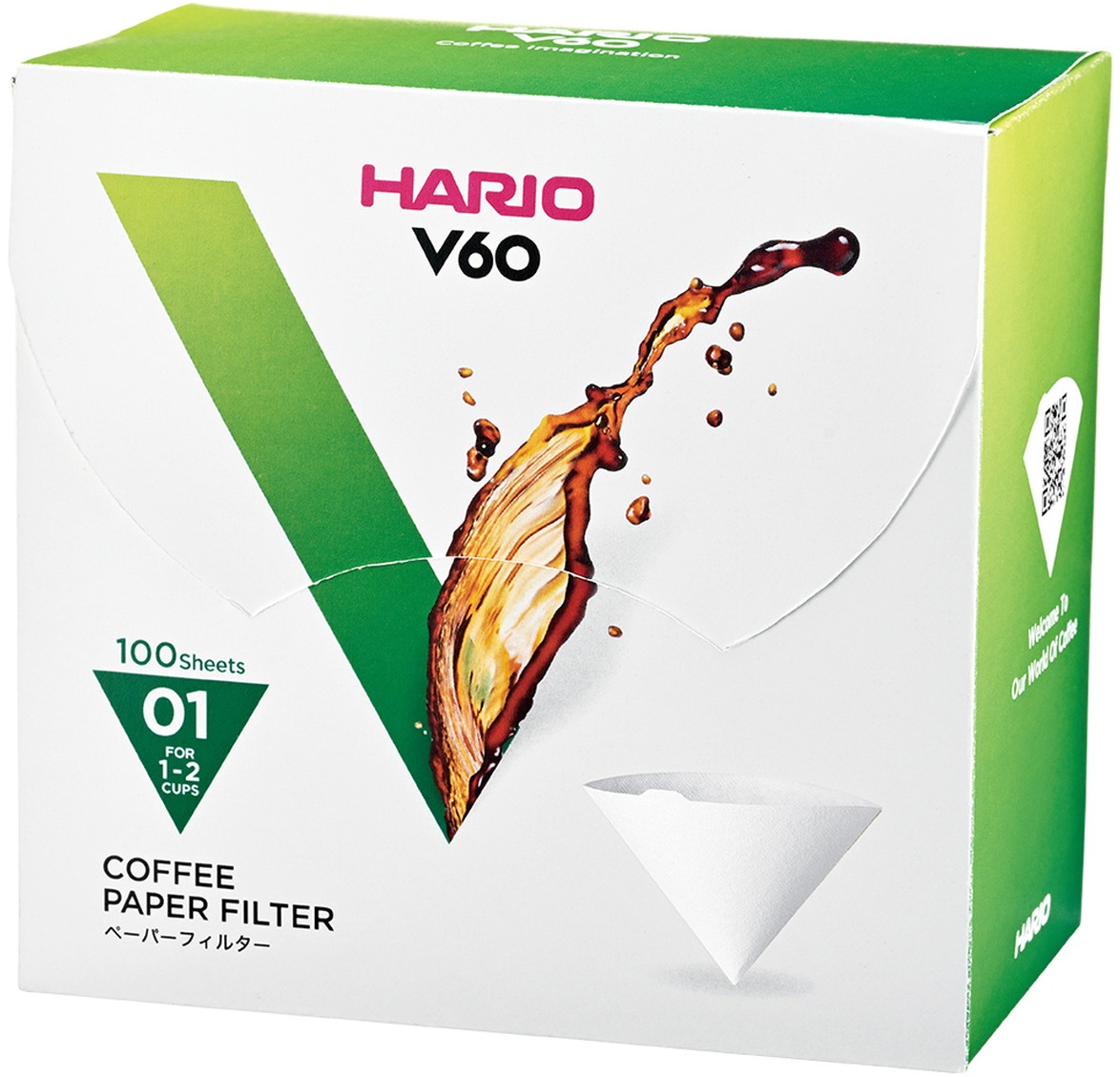 Hario papírové filtry V60-01 (VCF-01-100W), bílé, 100ks, BOX