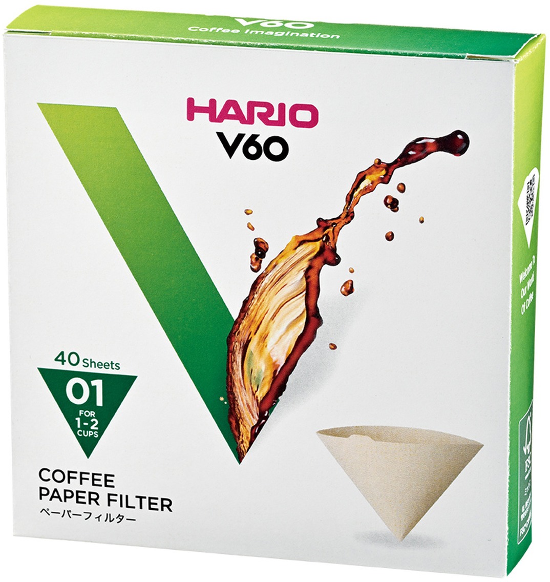 Hario Misarashi papírové filtry V60-01, nebělené, 40ks