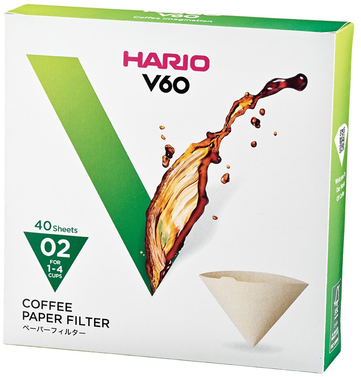 Hario Misarashi papírové filtry V60-02, nebělené, 40ks