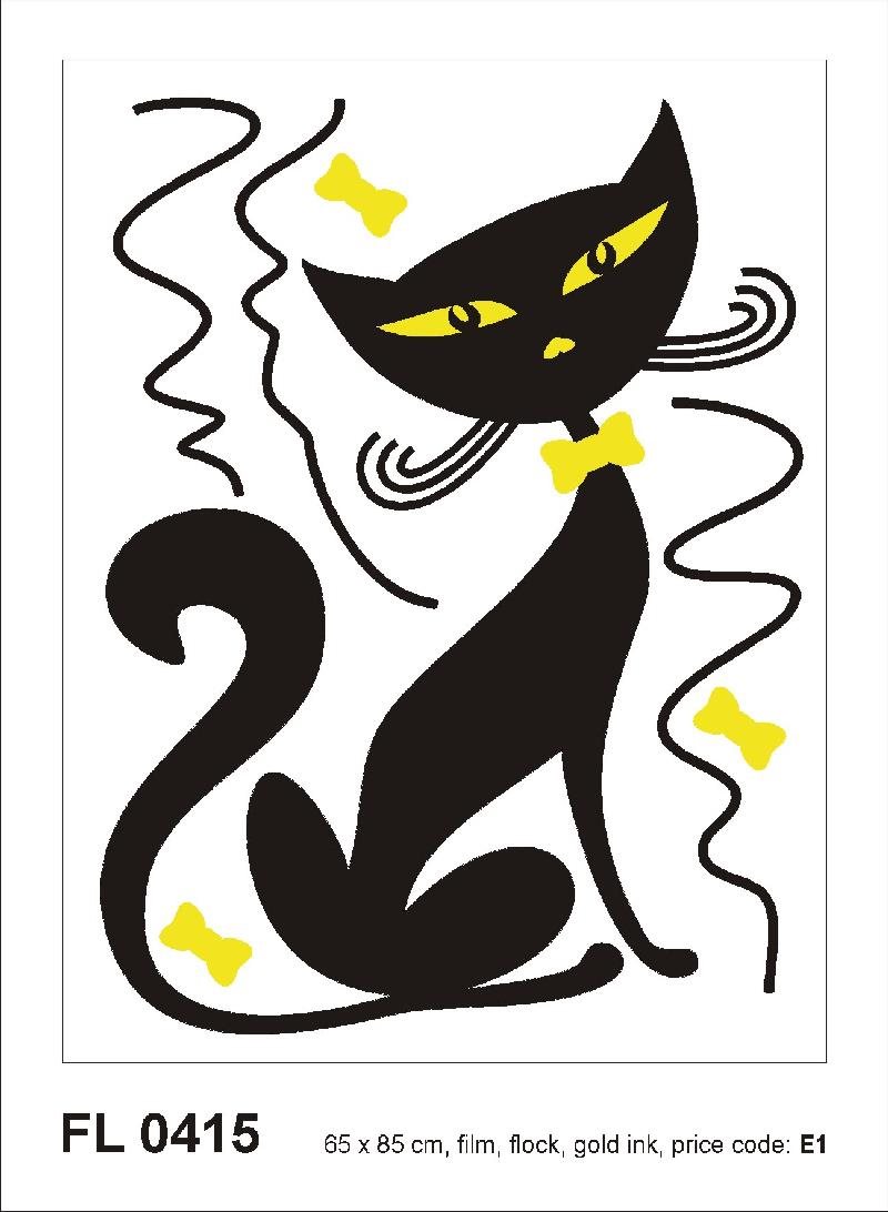 FL0415 Samolepicí velourová dekorace BLACK CAT BOY FLOCKED 65 x 85 cm