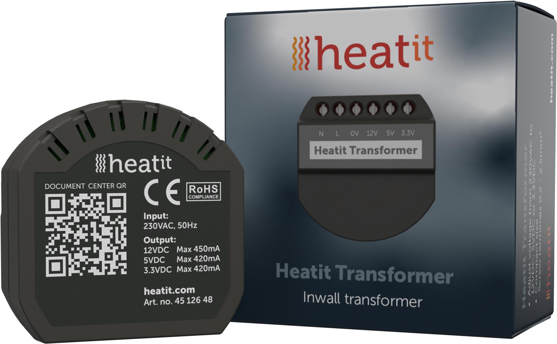 HEATIT Transformer, měnič napětí z 230V AC na 12V/5V/3.3V DC
