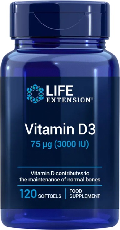 Life Extension Vitamin D3 EU 75 mcg (3000 IU) 120 softgelů