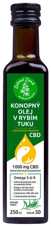 Zelený Země Konopný olej v rybím tuku s CBD 250 ml