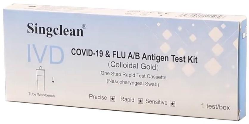 Singclean 3 v 1 Chřipka A/B/SARS-CoV-2 výtěrový test - 1 ks