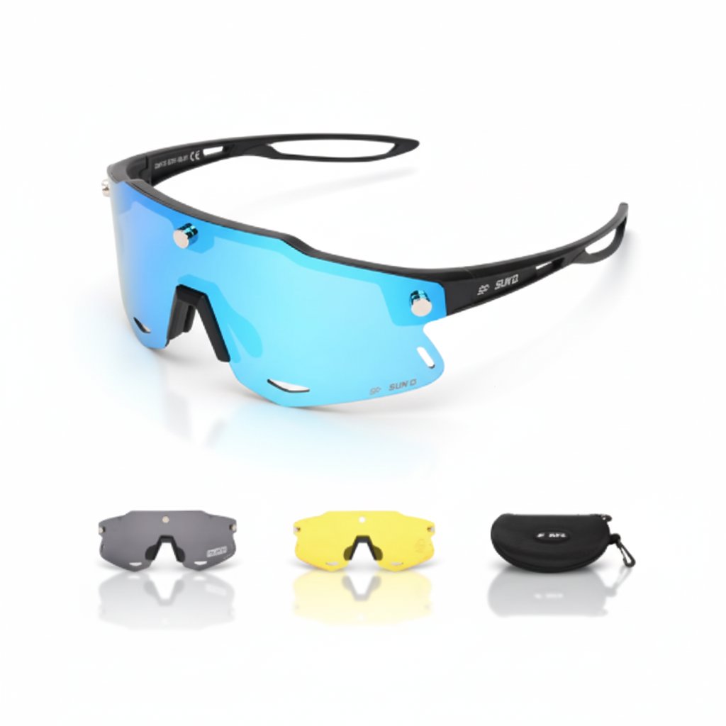 SUN'D Ice Blue Mirror Polarizované sportovní brýle s 3 vyměnitelnými UV400 magnetickými čočkami