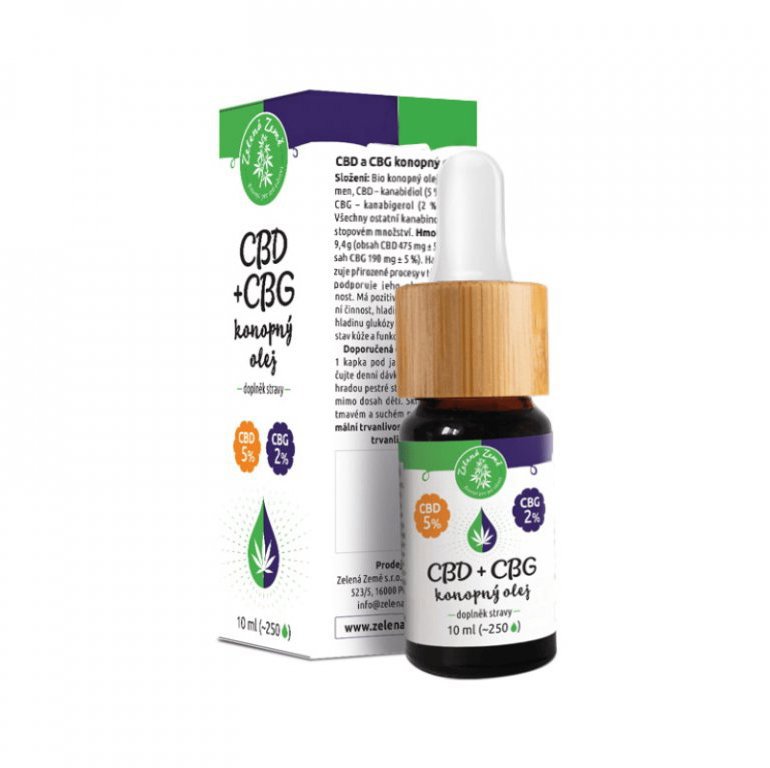 Zelená Země CBD 5 % + CBG 2 % konopné kapky 10 ml