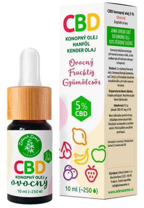 Zelená Země CBD kapky s ovocnou příchutí 5 %, 10 ml